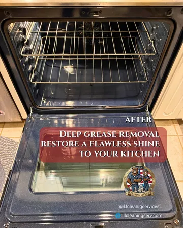 Instagram post by L&L Cleaning: Oven interiors quickly accumulate baked-on grease, heavy carbon crust, and burnt food splatters that resist standard wiping and cause unpleasant smoke
